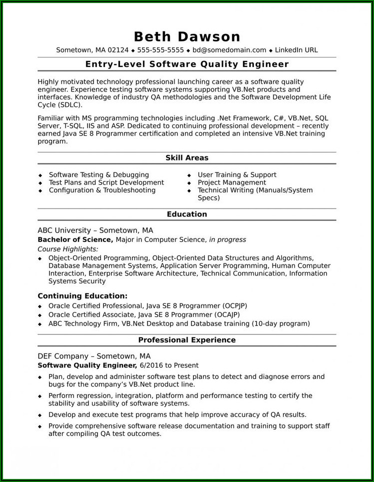 Software Quality Assurance Manager Resume Objective