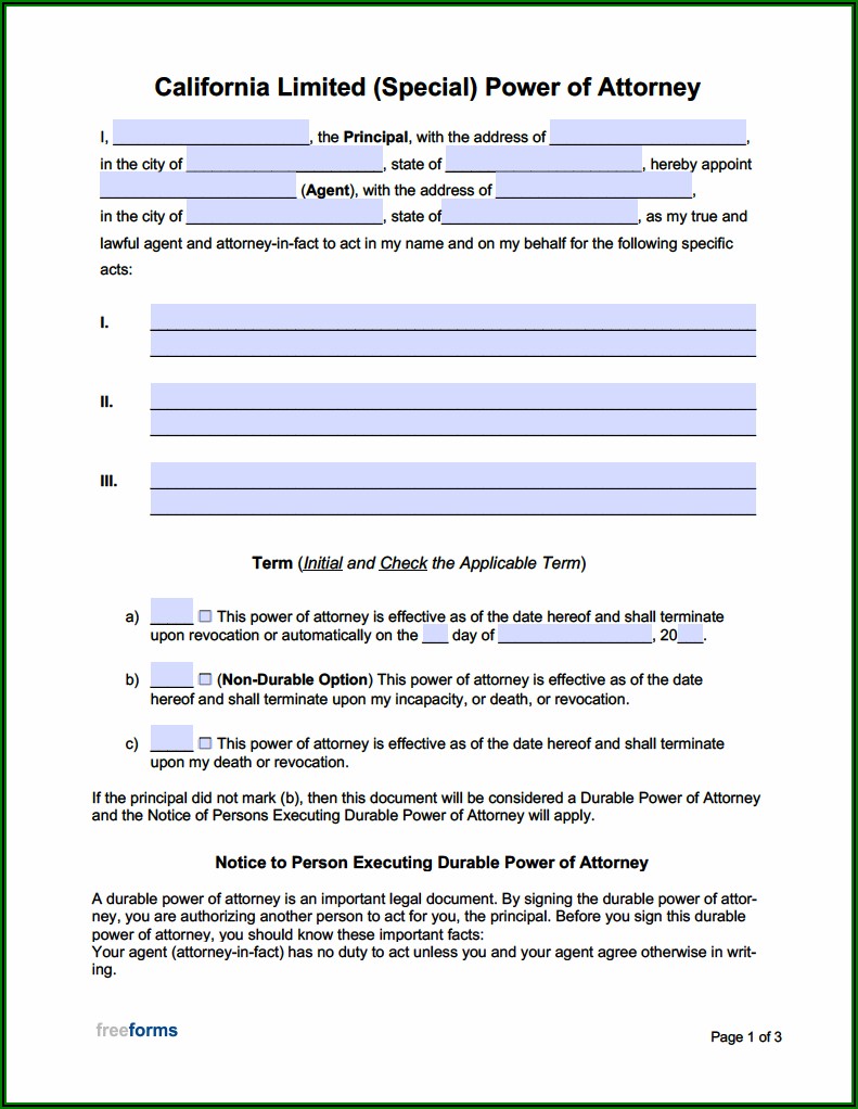 Special Power Of Attorney Sample Word Format
