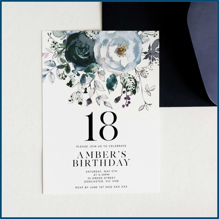 18th Birthday Blue Invitation Templates
