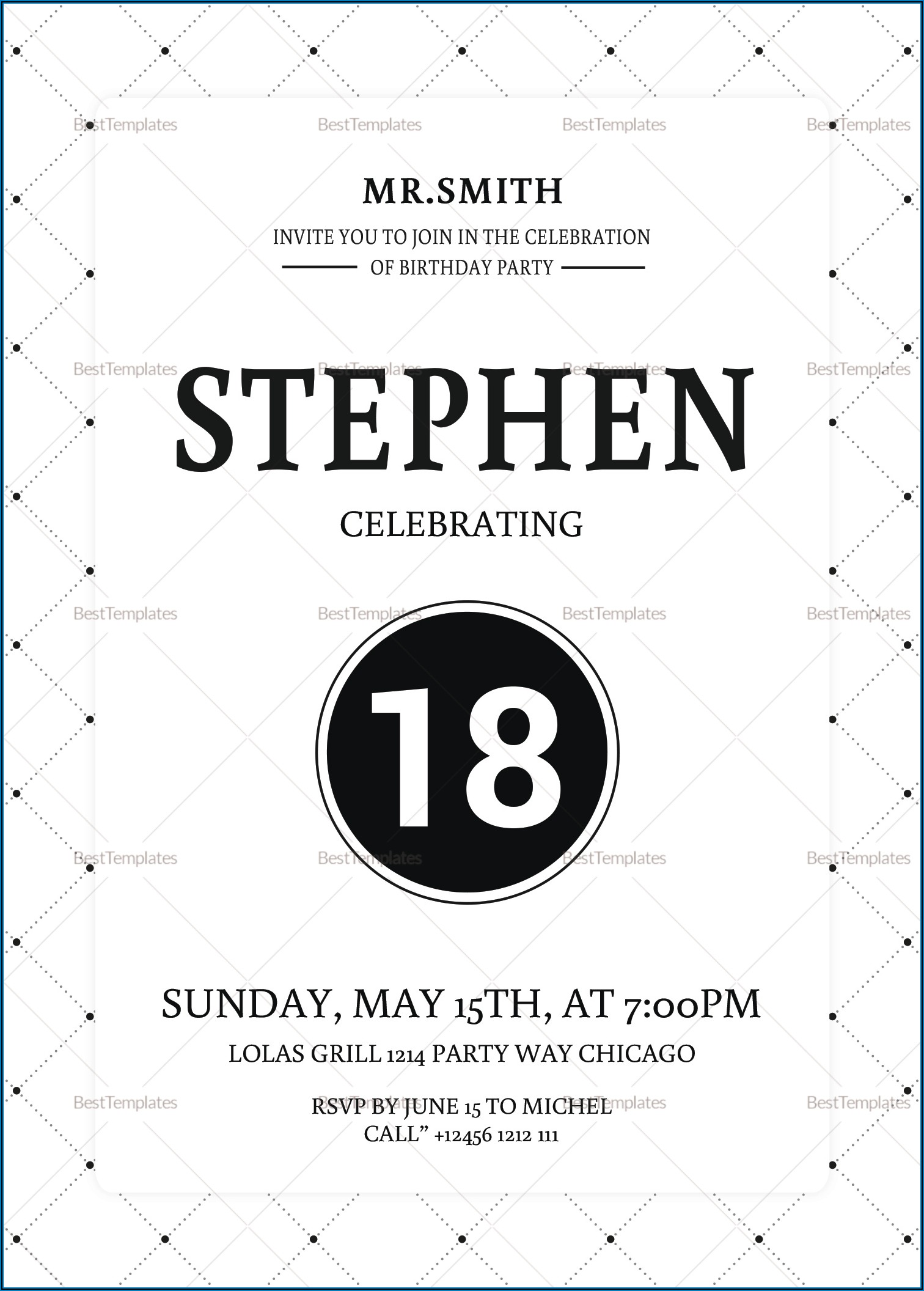 18th Birthday Invitation Background Design