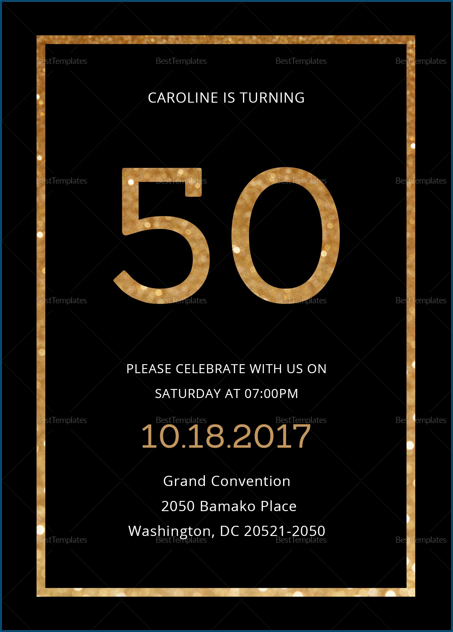 50th Birthday Party Invitation Card Sample