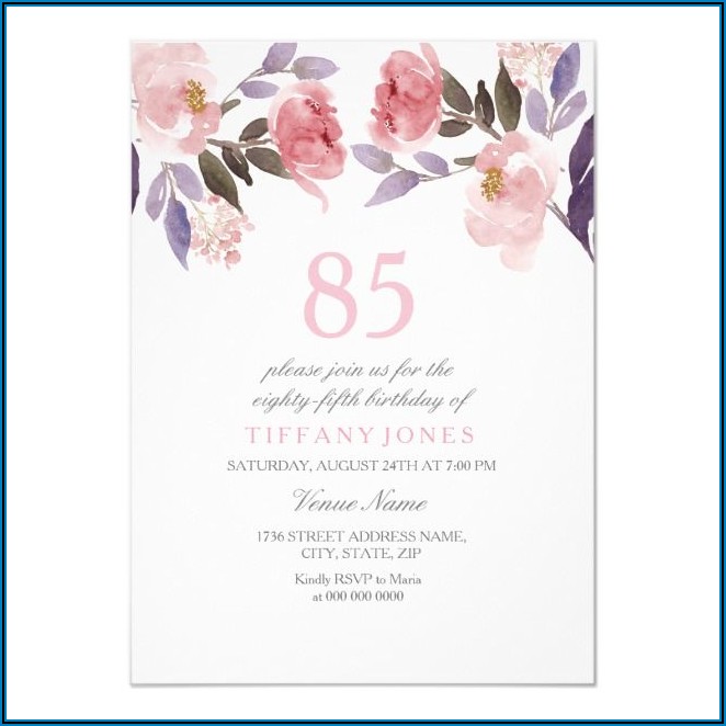 85th Birthday Invitation Ideas