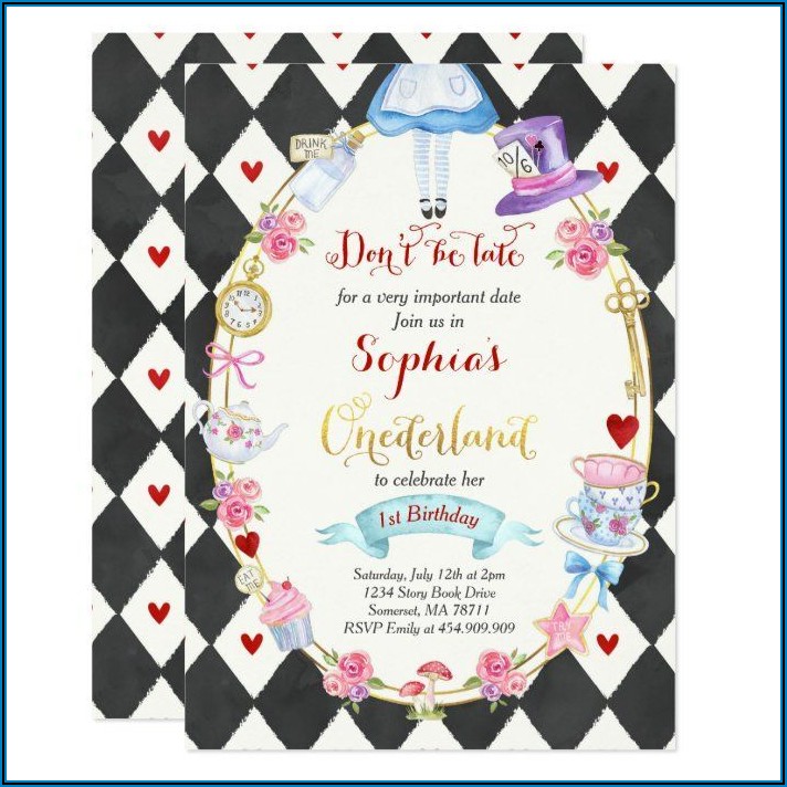 Alice In Onederland Party Invitations