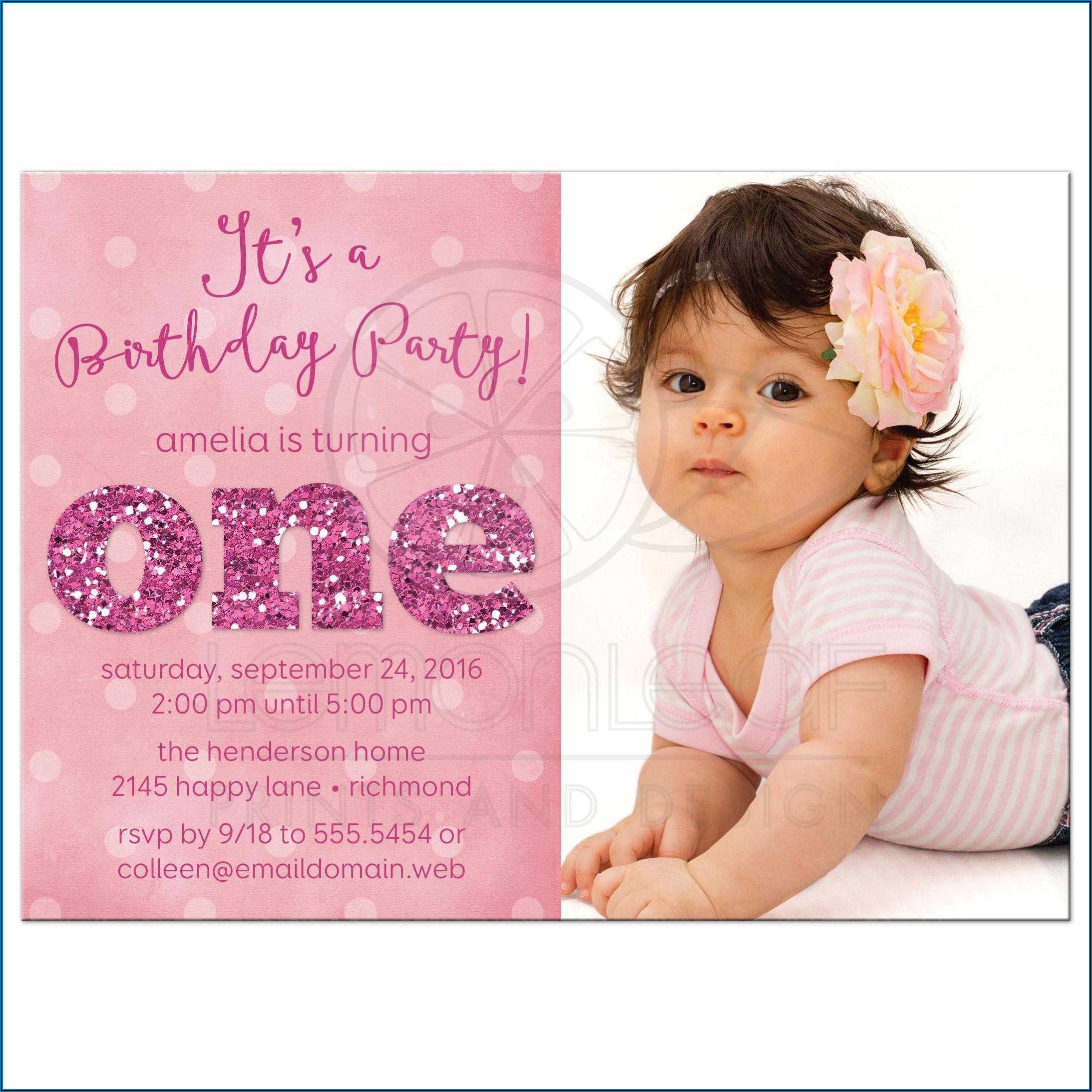 Baby Girl First Birthday Invitation Card Online