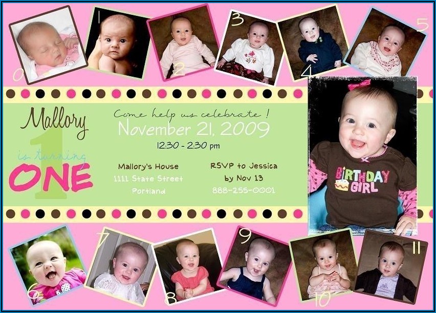 Baby Girl First Birthday Invitation Card