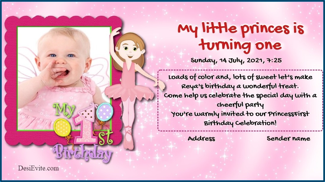Baby Girl First Birthday Invitation Message