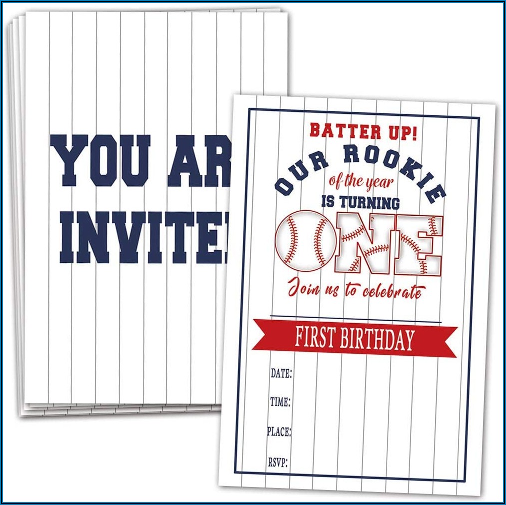 Baseball First Birthday Party Invitations