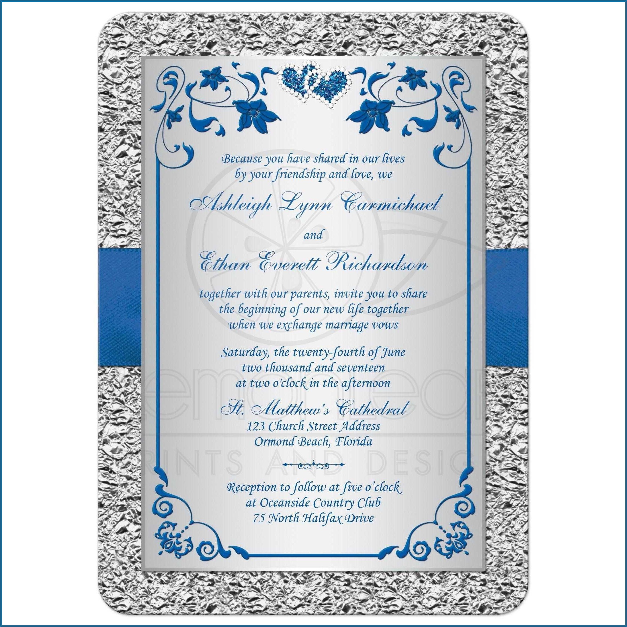 Blue And White Heart Wedding Invitations