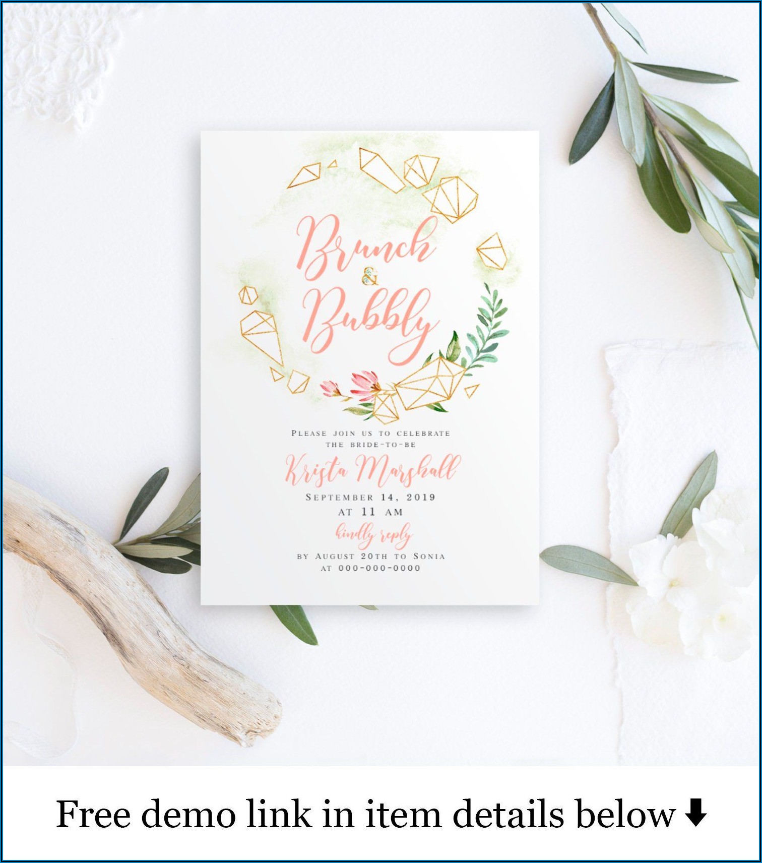 Brunch And Bubbly Invite Template