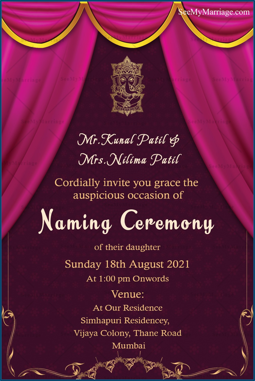 Cradle Ceremony Invitation Card Background