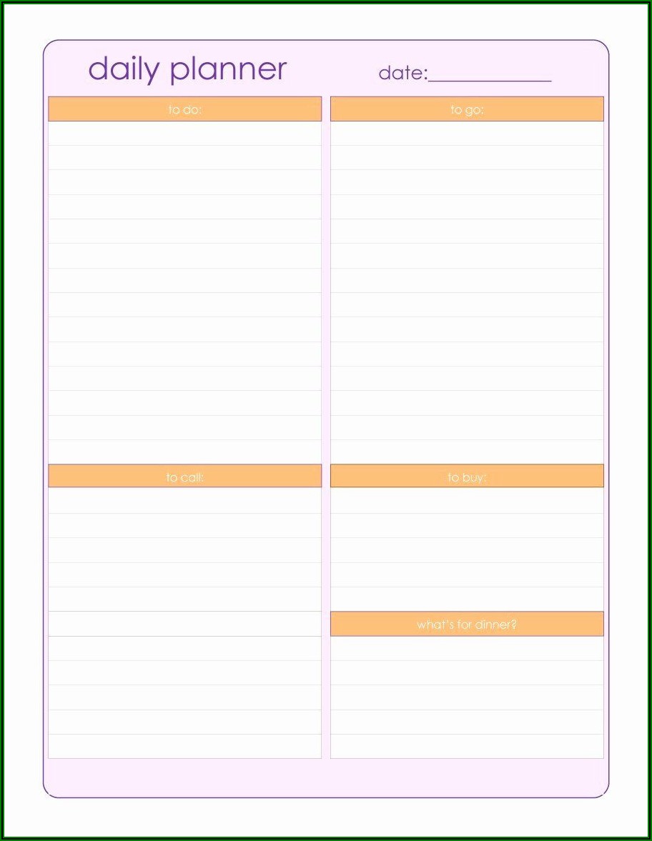 Daily Schedule Template Free Printable