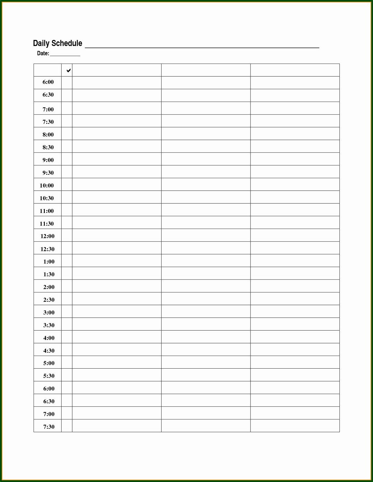 Daily Schedule Template Printable Pdf