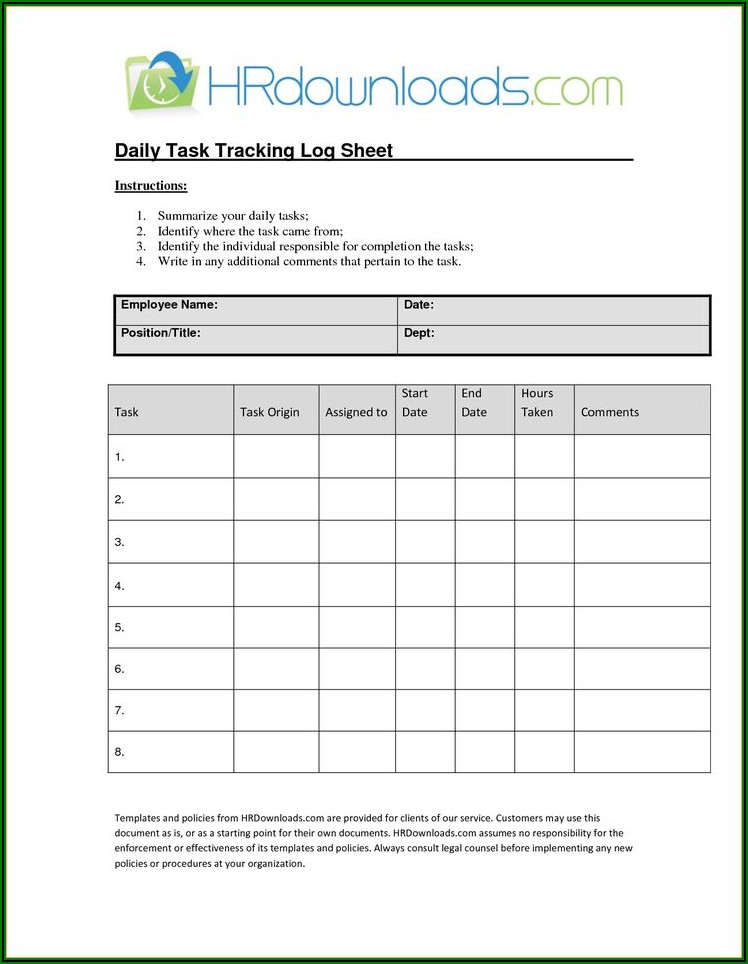 Daily Tasks Excel Template