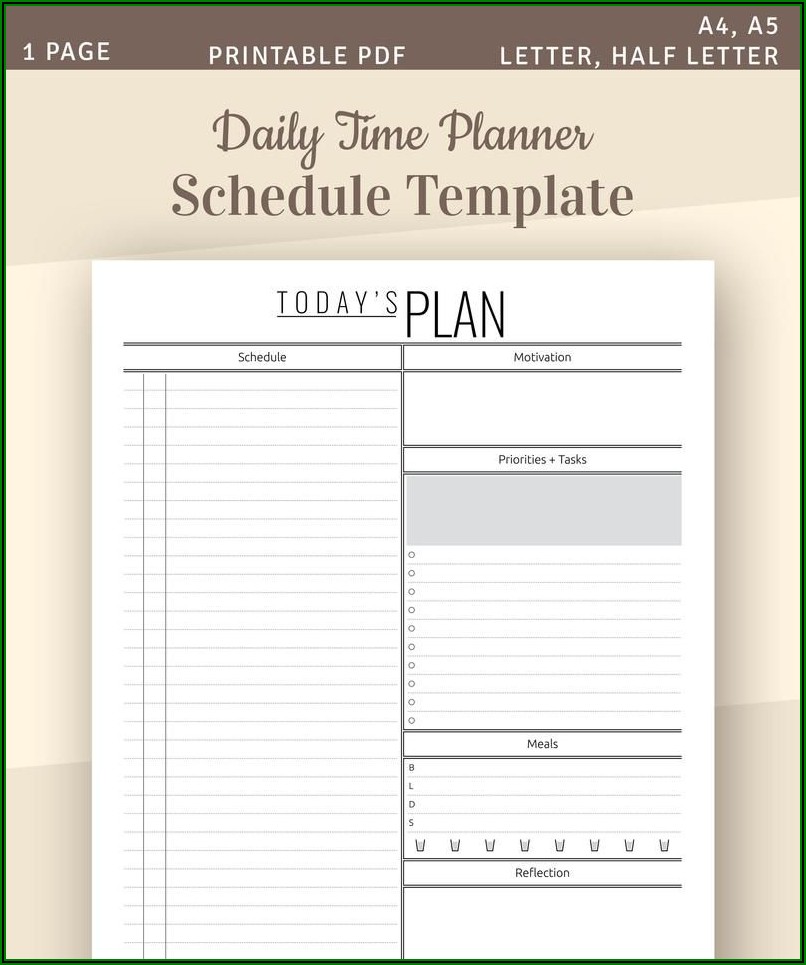 Daily Time Schedule Template Pdf
