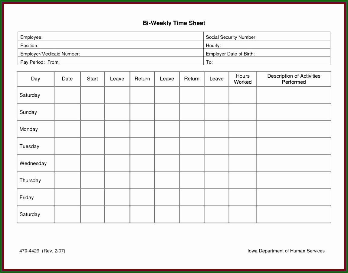 Daily Timesheet Template For Multiple Employees
