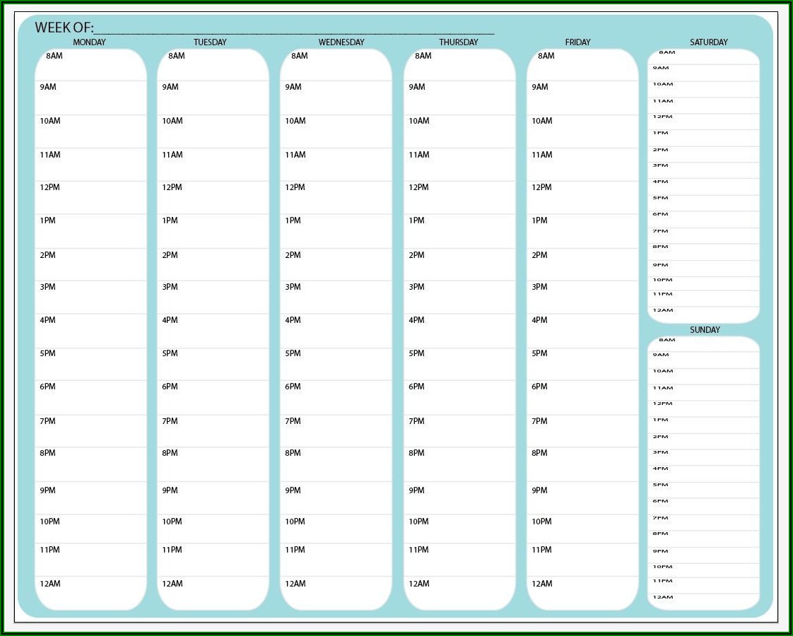 Daily Weekly Schedule Template Printable