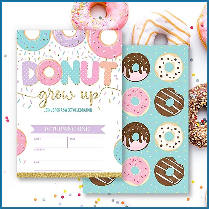 Donut Grow Up 1st Birthday Invitations