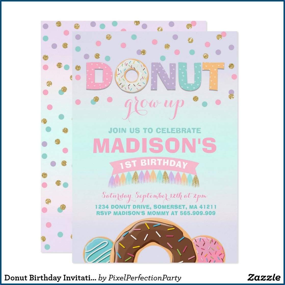 Donut Grow Up Birthday Invitations