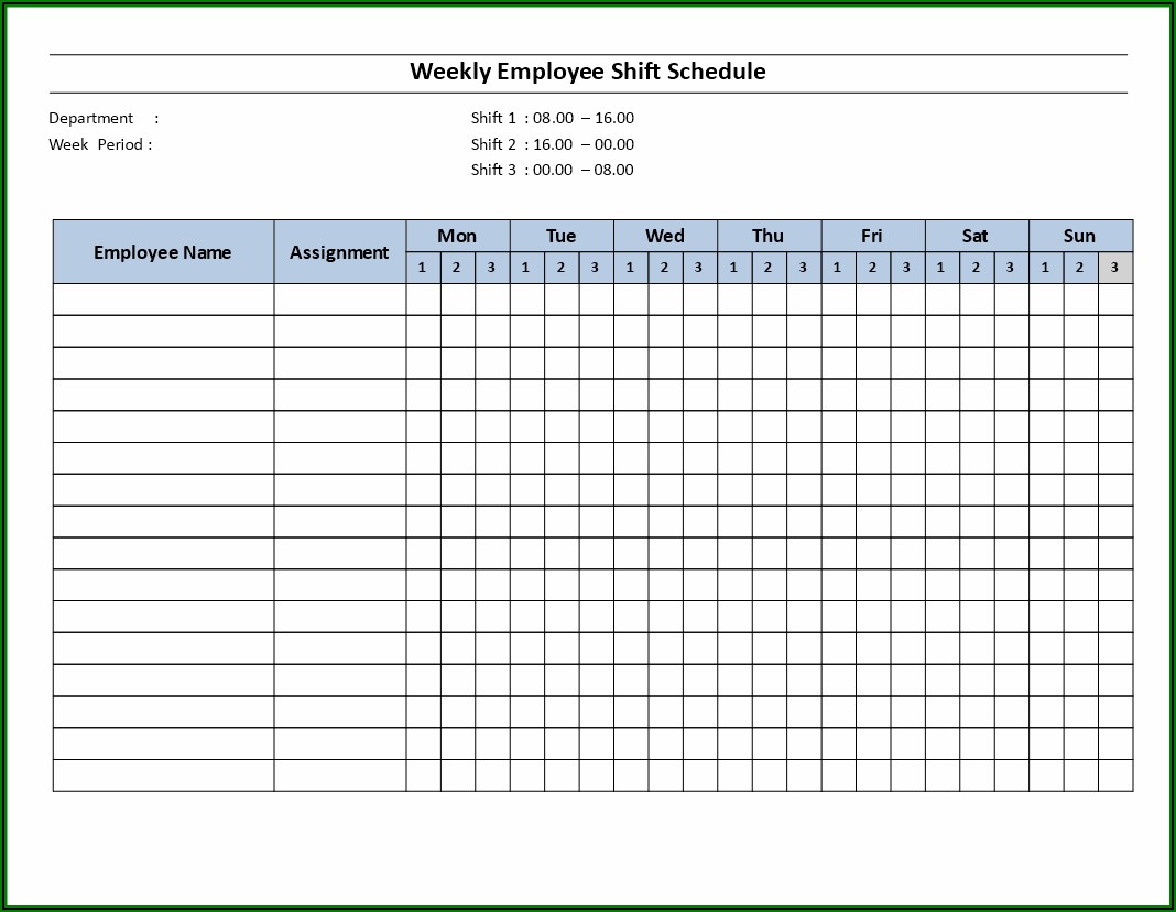 Downloadable Weekly Work Schedule Template Excel