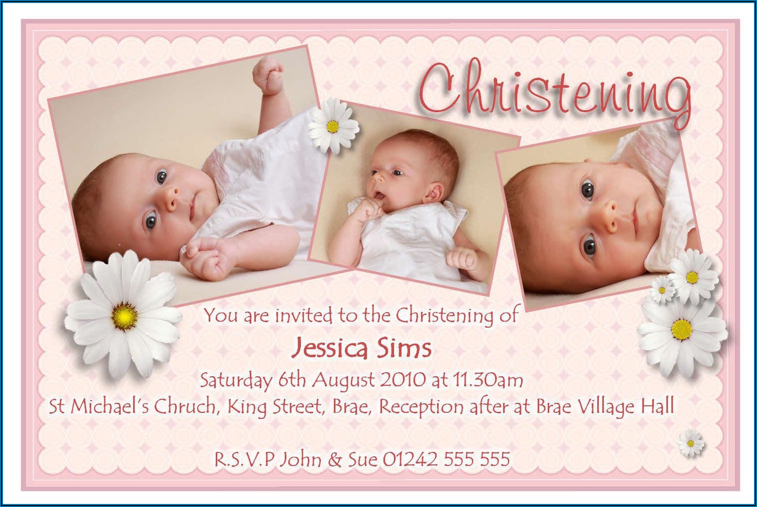 Editable Baptism Invitation For Baby Girl
