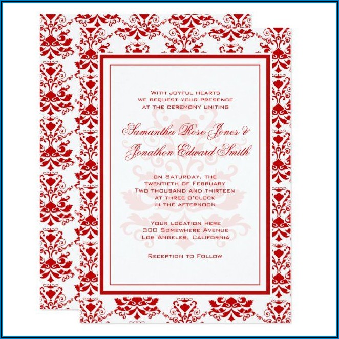Elegant Red And White Wedding Invitations