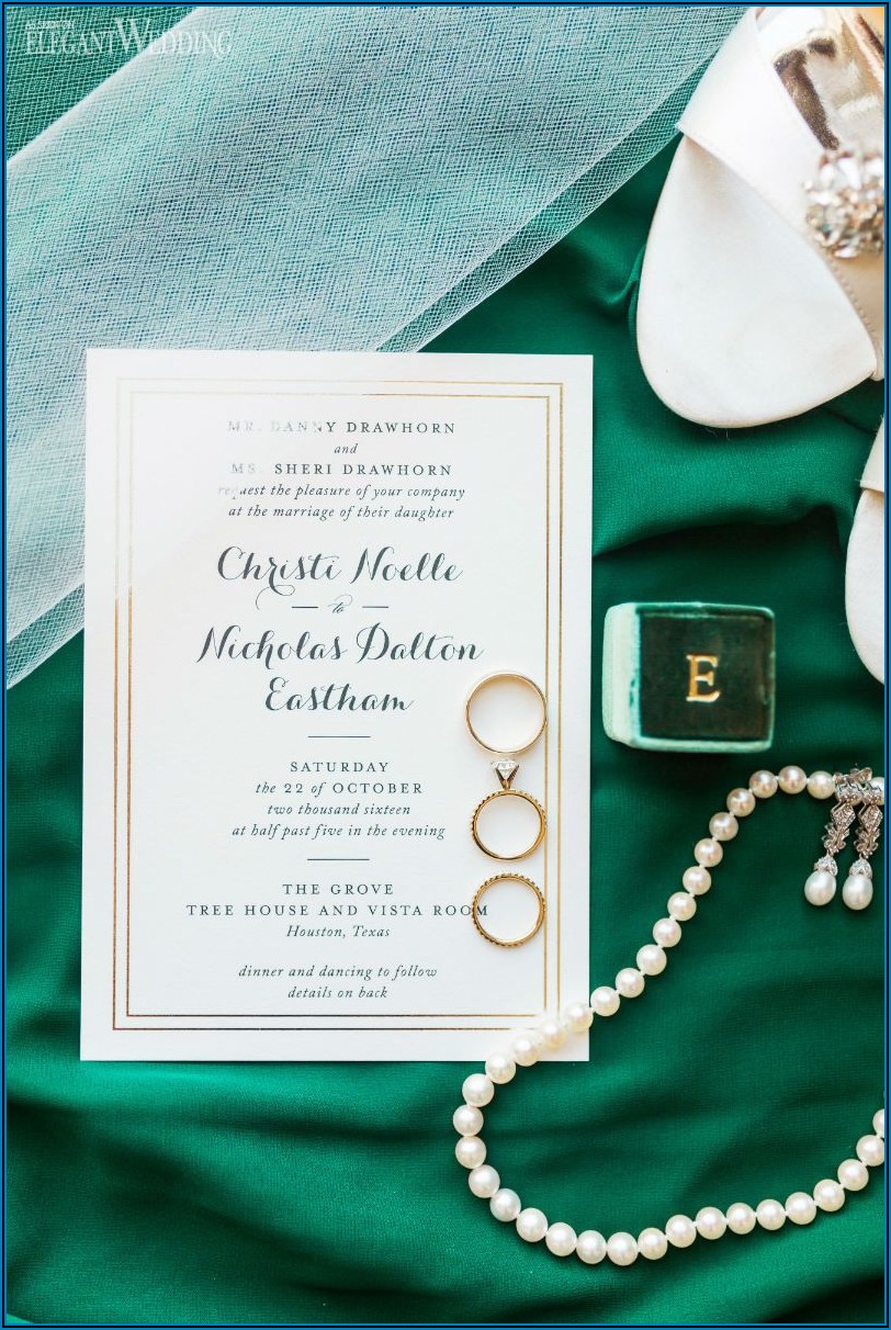 Emerald Green And White Wedding Invitations