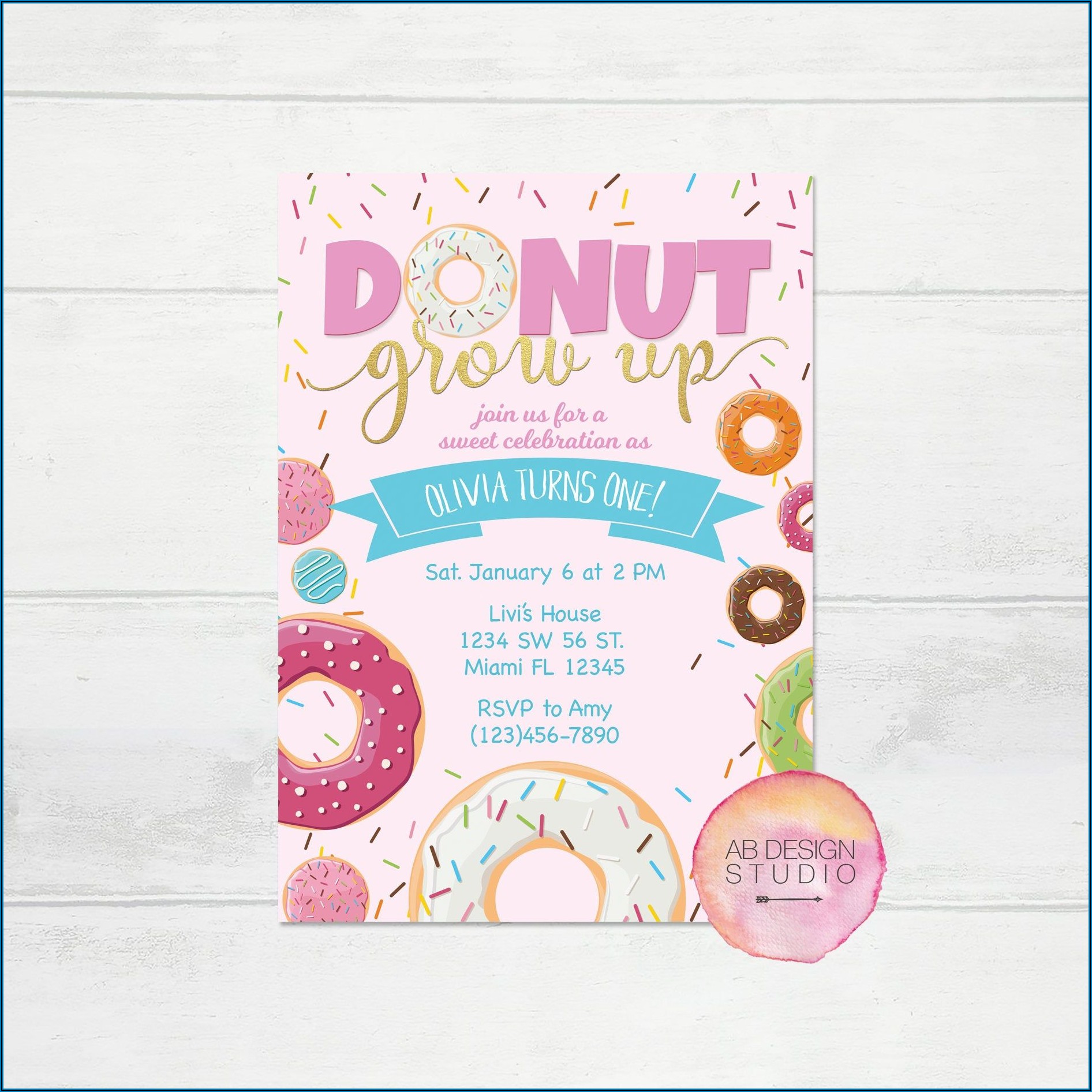 Etsy Donut Grow Up Invitation