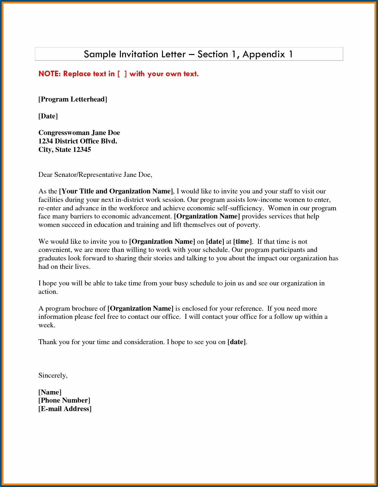 Formal Business Invitation Letter Template