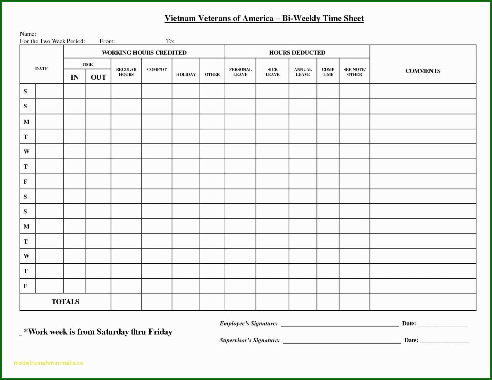 Free Download Weekly Timesheet Template