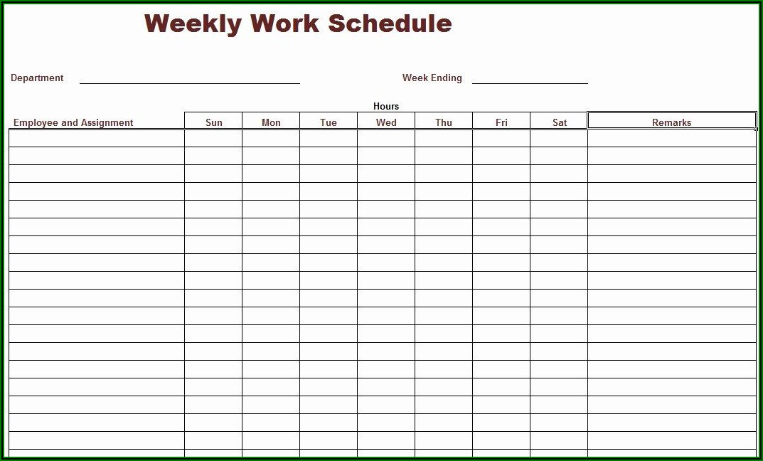 Free Employee Work Schedule Template