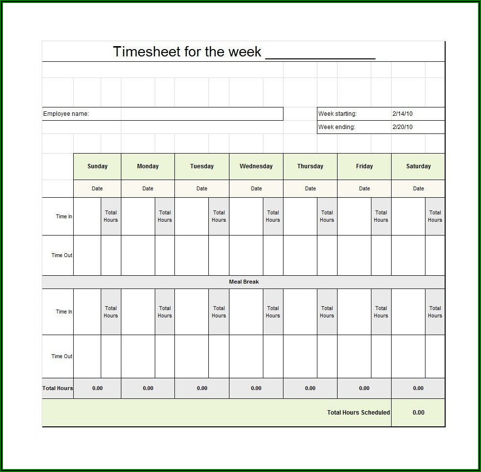 Free Weekly Timesheet Template Excel