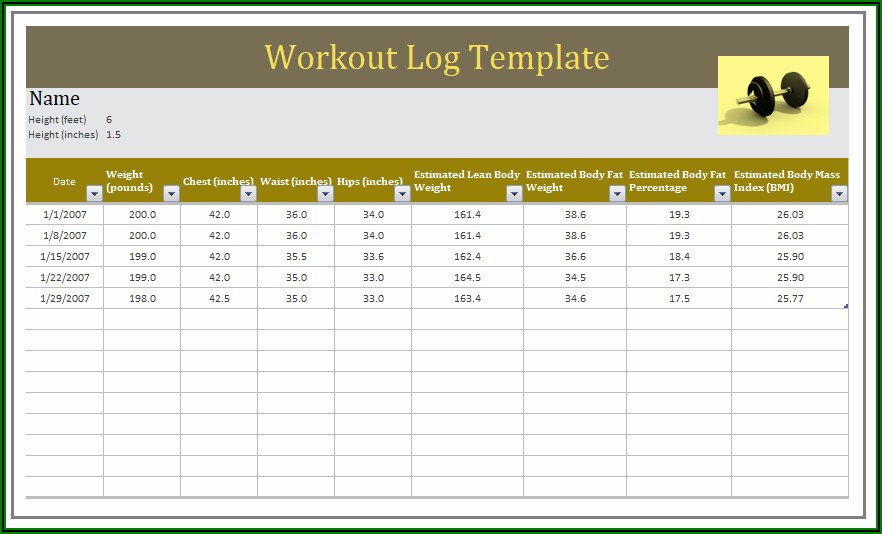 Free Workout Log Template