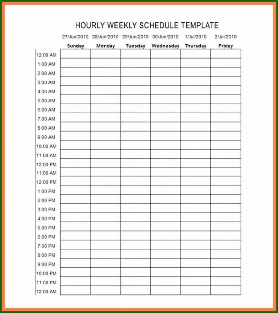 Hourly Schedule Template Pdf