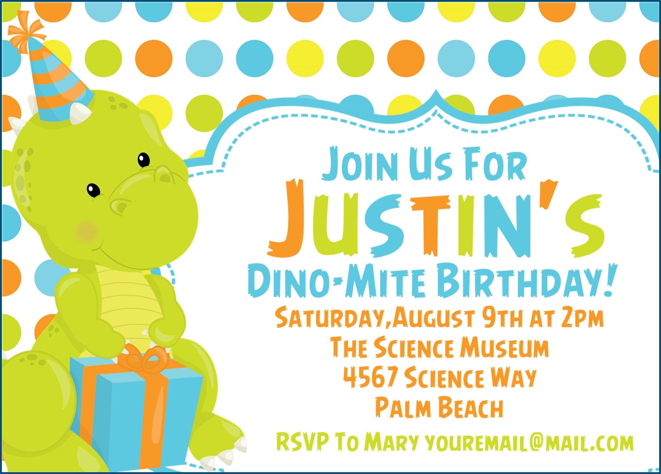 Little Dino 1st Birthday Invitations