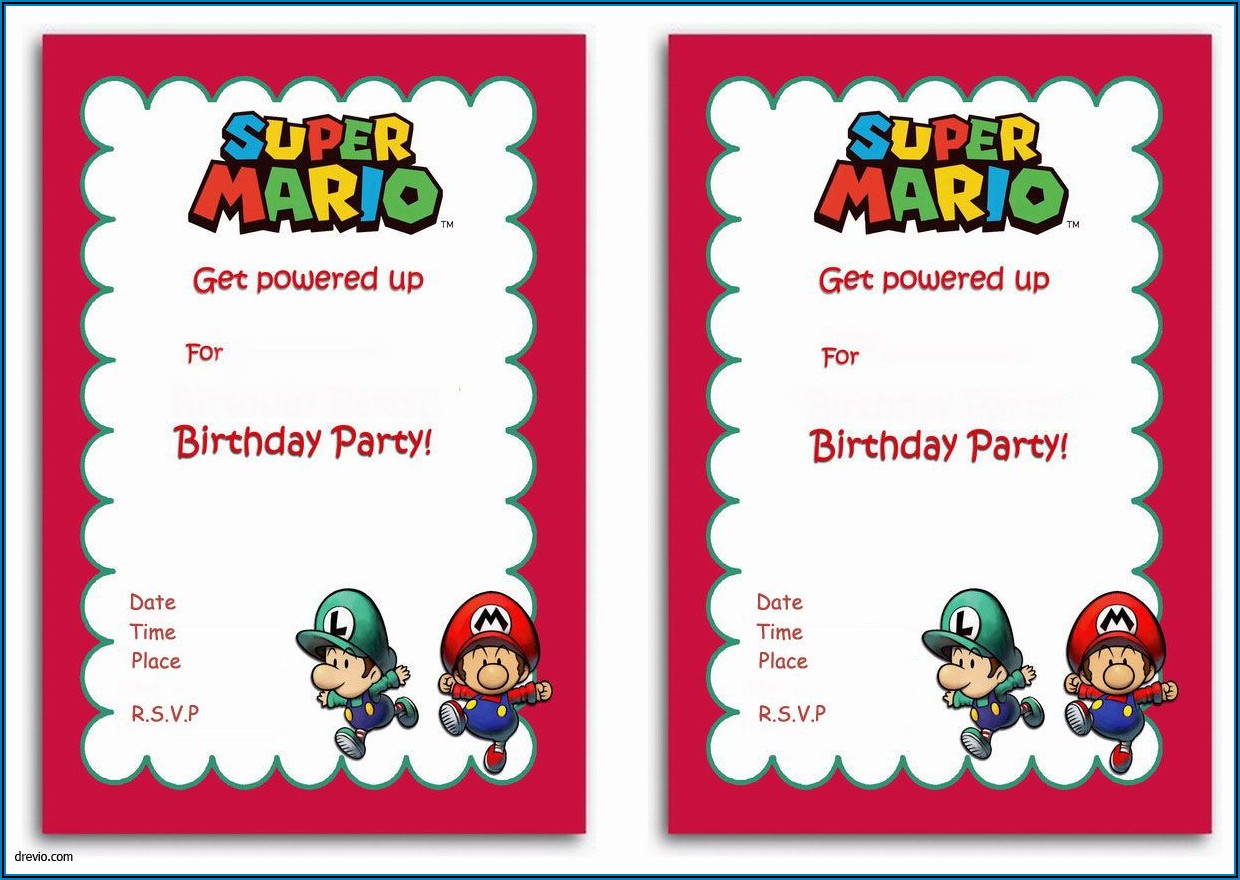 Mario Brothers Birthday Invitation Templates