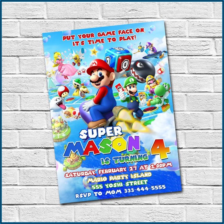 Mario Brothers Birthday Party Invitation