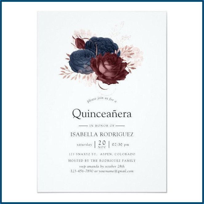 Maroon And Gold Quinceanera Invitations