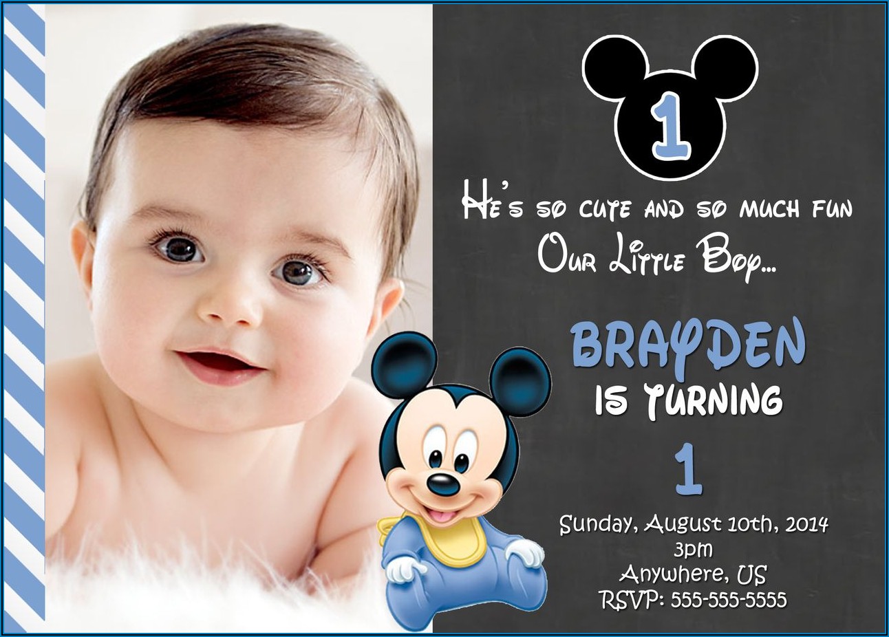 Mickey Mouse 1st Birthday Invitation Template