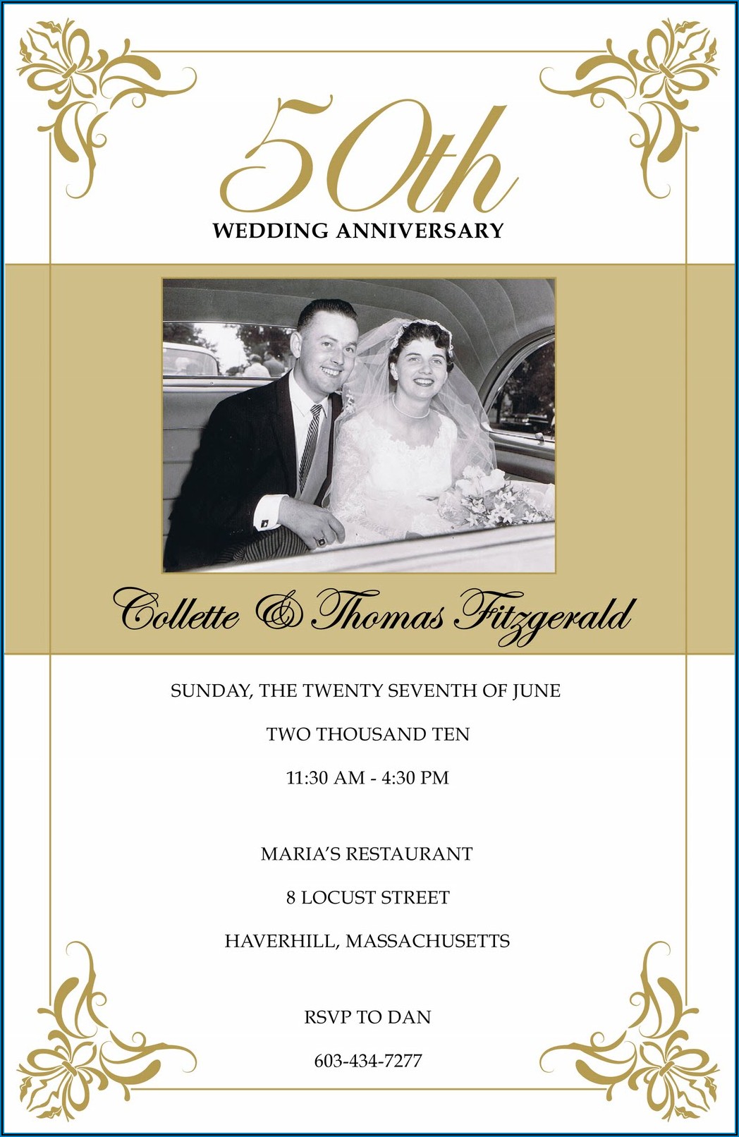Microsoft Word Free Printable 50th Wedding Anniversary Invitation Templates
