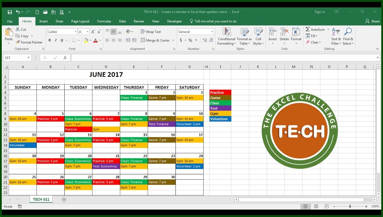 Monthly Training Calendar Template Excel