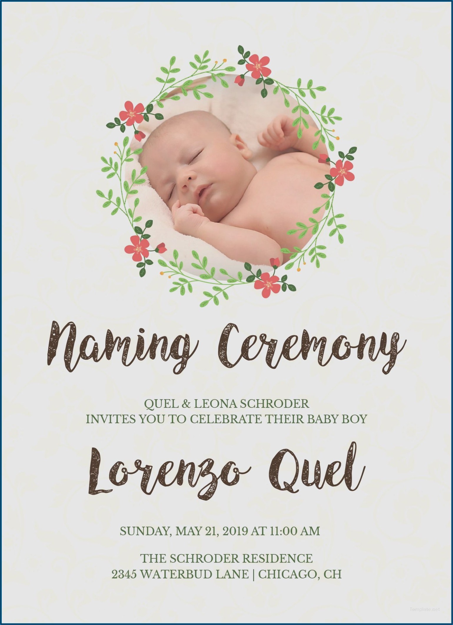 Naming Ceremony Invitation Card For Baby Girl Editable