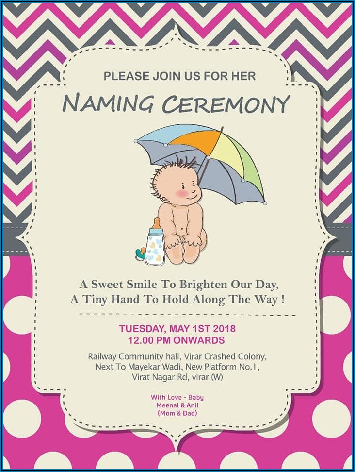Naming Ceremony Invitation Card For Baby Girl Free