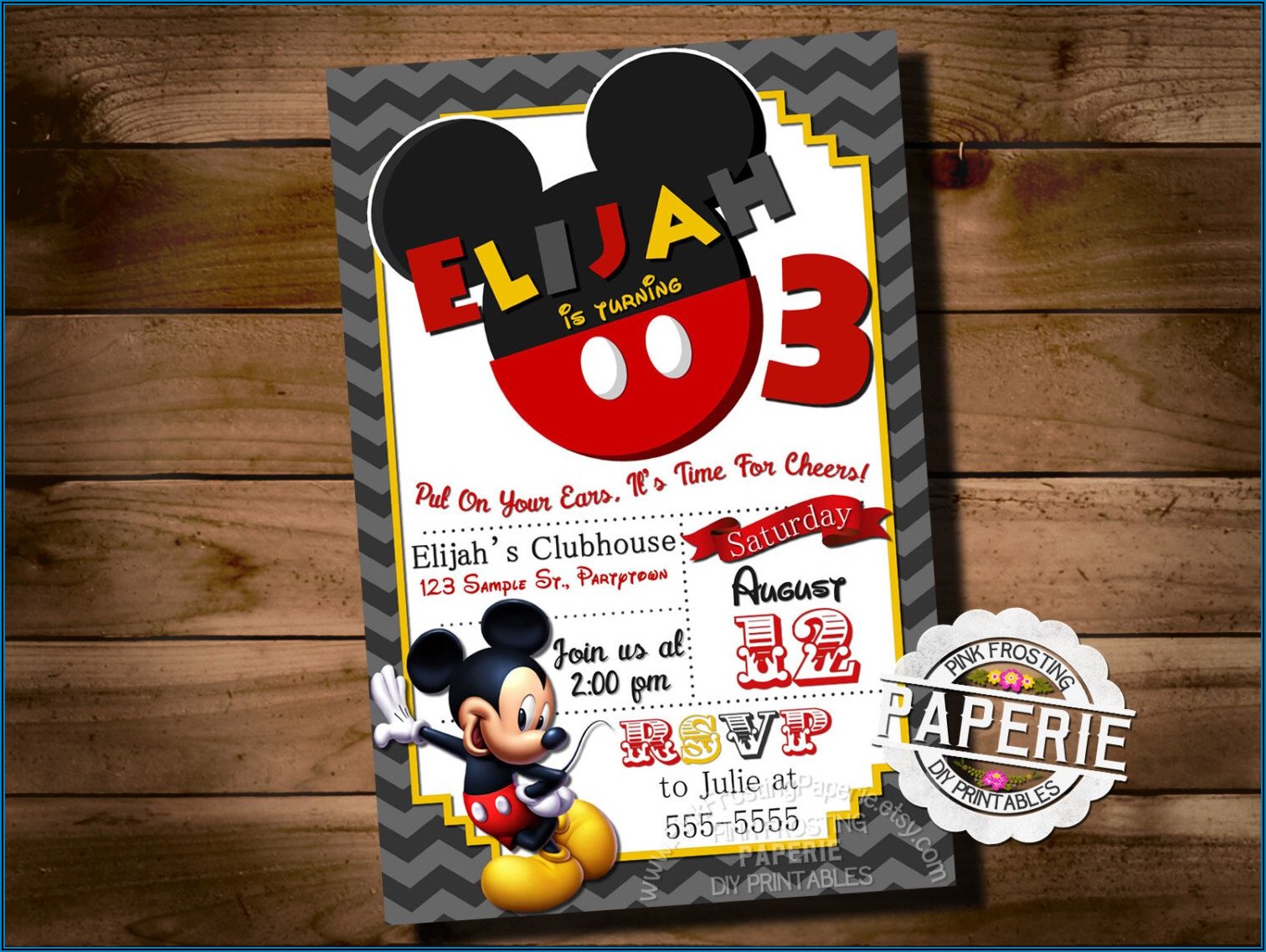 Personalized Mickey Mouse Clubhouse Invitation