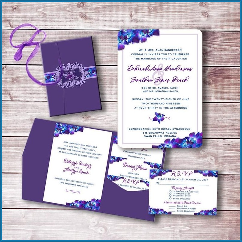 Purple And Blue Orchid Wedding Invitations