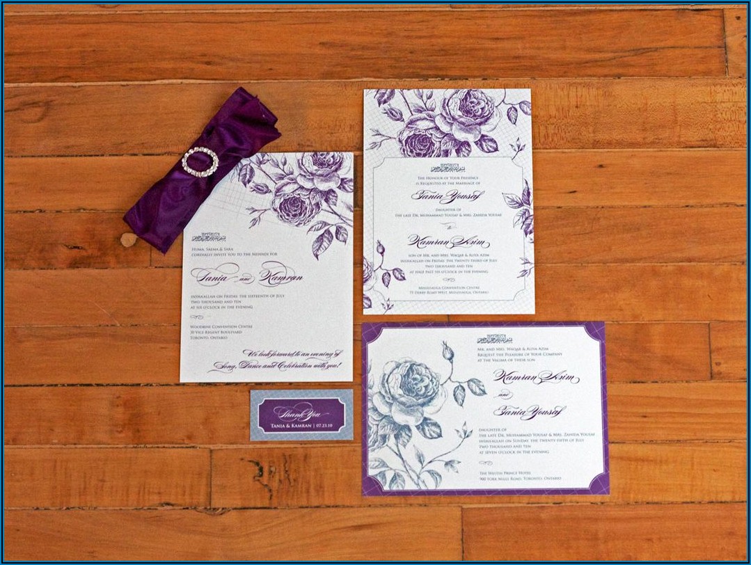 Purple White And Silver Wedding Invitations