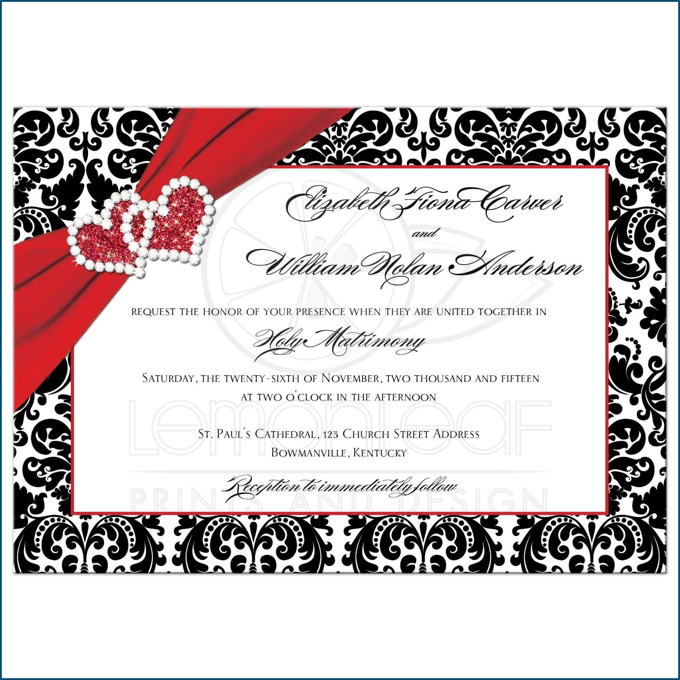 Red Black And White Wedding Invitations