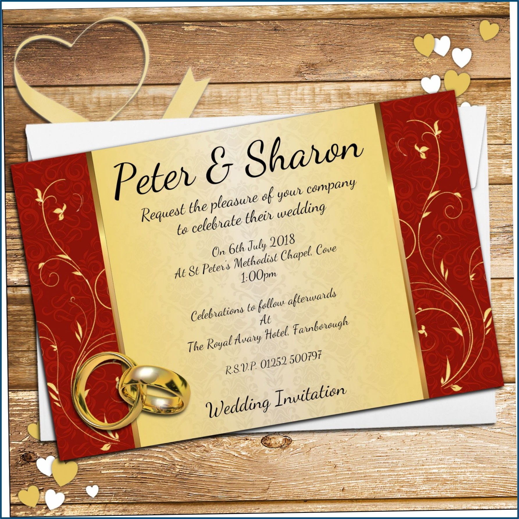 Red Gold And White Wedding Invitations