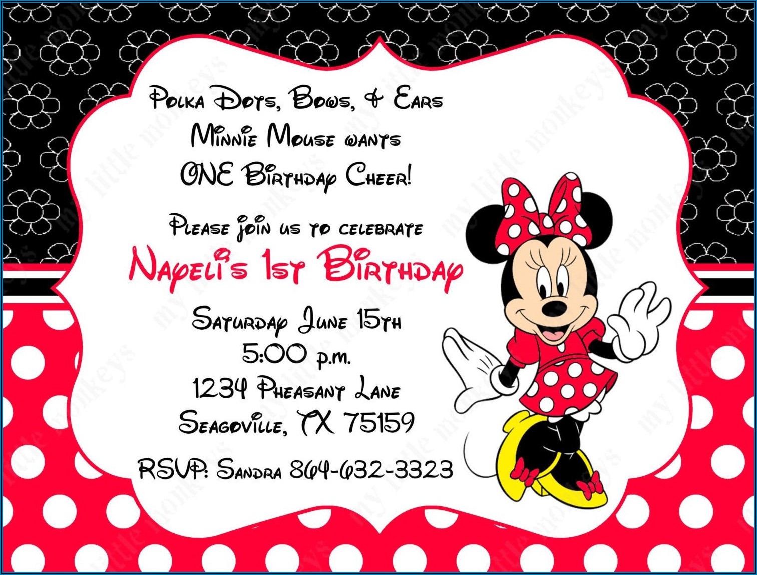 Red Minnie Mouse 2nd Birthday Invitations