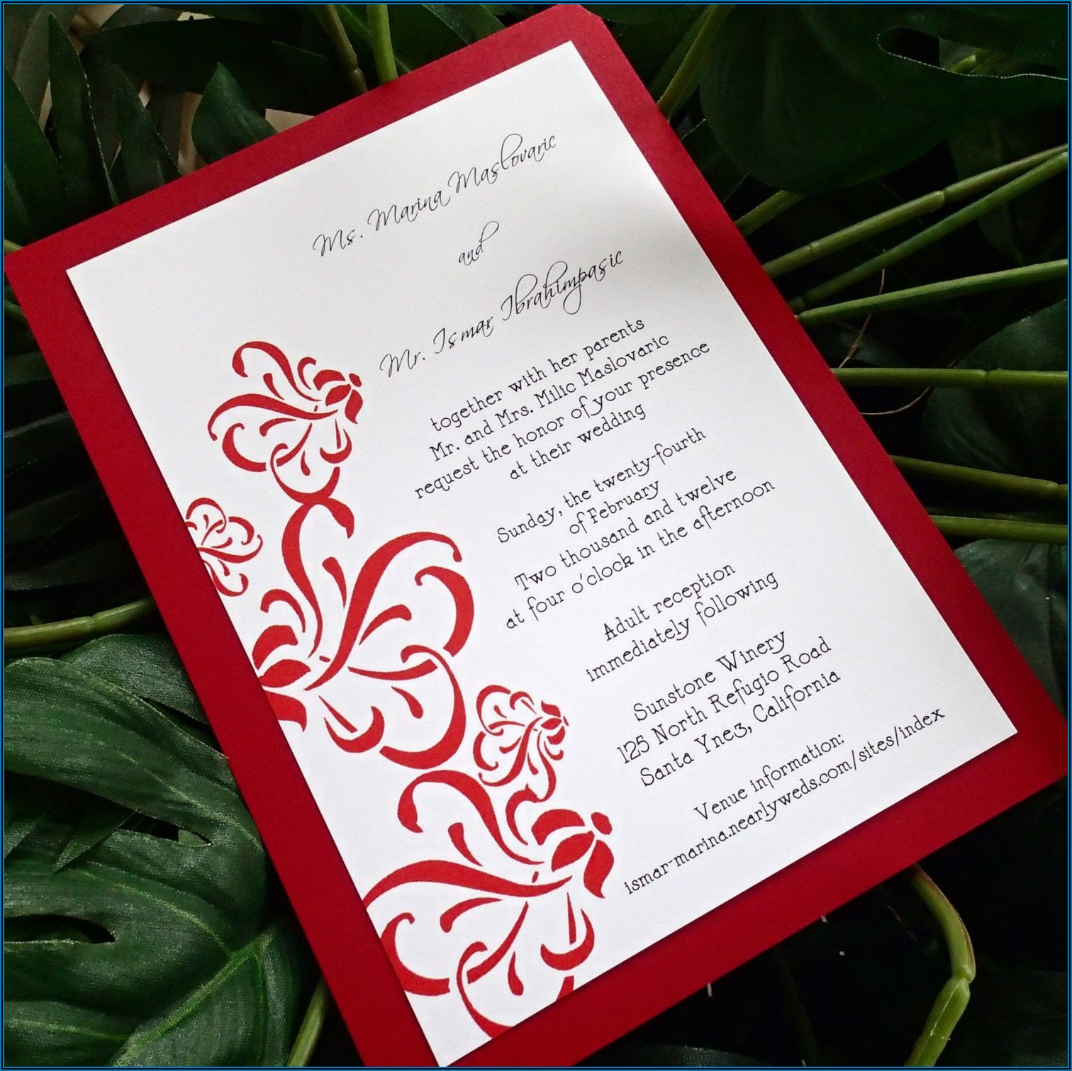 Red White And Grey Wedding Invitations