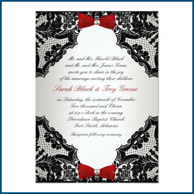 Red White And Silver Wedding Invitations